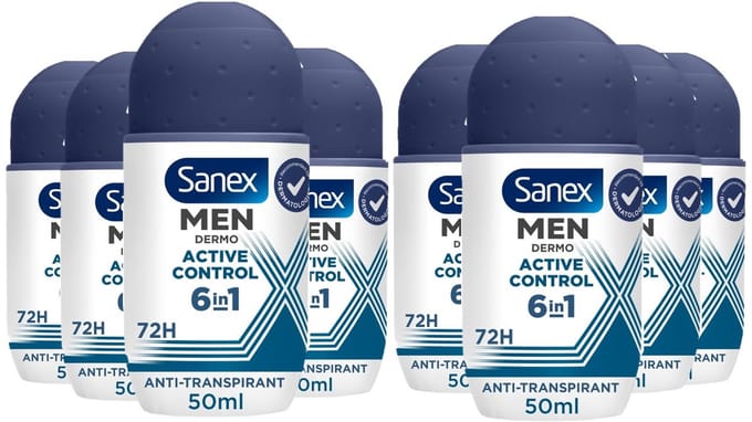 Sanex Deo Roller - Men Active Control - 8 x 50 ml Voordeelverpakking