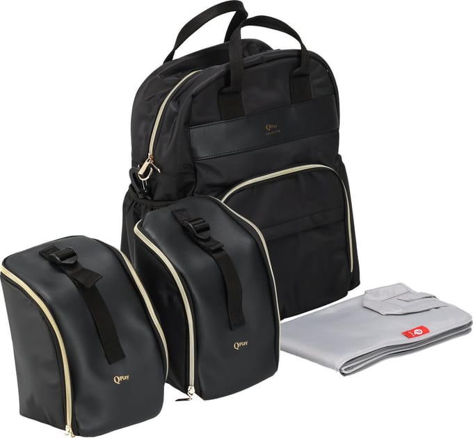 Qplay Luiertas Rugzak - Verzorgingstas Baby Tas - Zwart