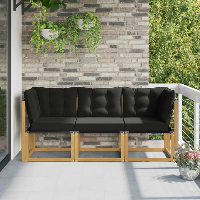 vidaXL - 3 - st - Outdoor - Midden- - en - Hoekbank - Wit