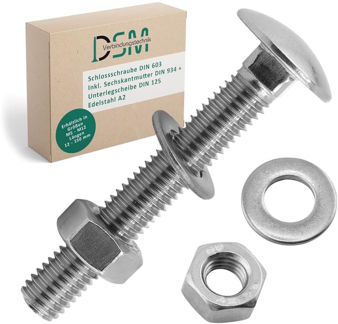 Slotschroeven Set - Bout met Moer - Constructie Projecten - Roestvrij Staal A2 - M12 x 90 mm - Zilverkleurig