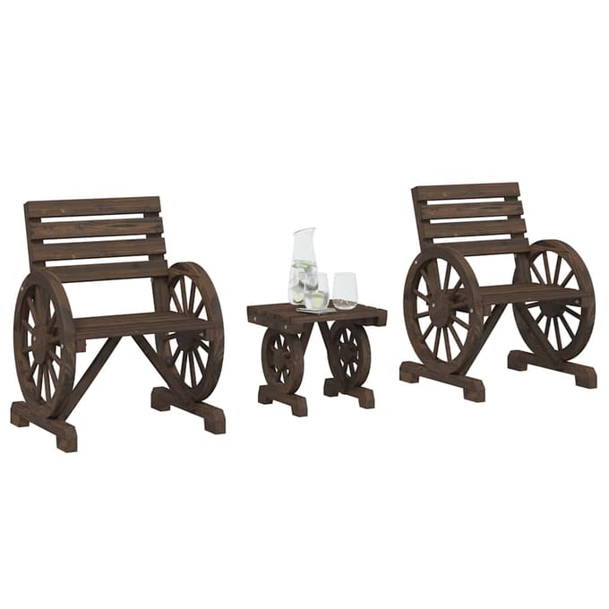 vidaXL - 3-delige - Loungeset - massief - vurenhout
