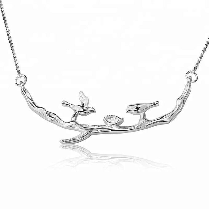 Ketting Zilver – Vogeltjes op Tak – Vogel Ketting
