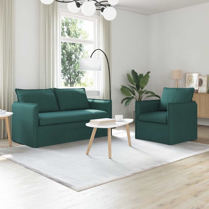vidaXL Bankstel 2 pcs Donkergroen 156 x 82 x 85 cm Stof
