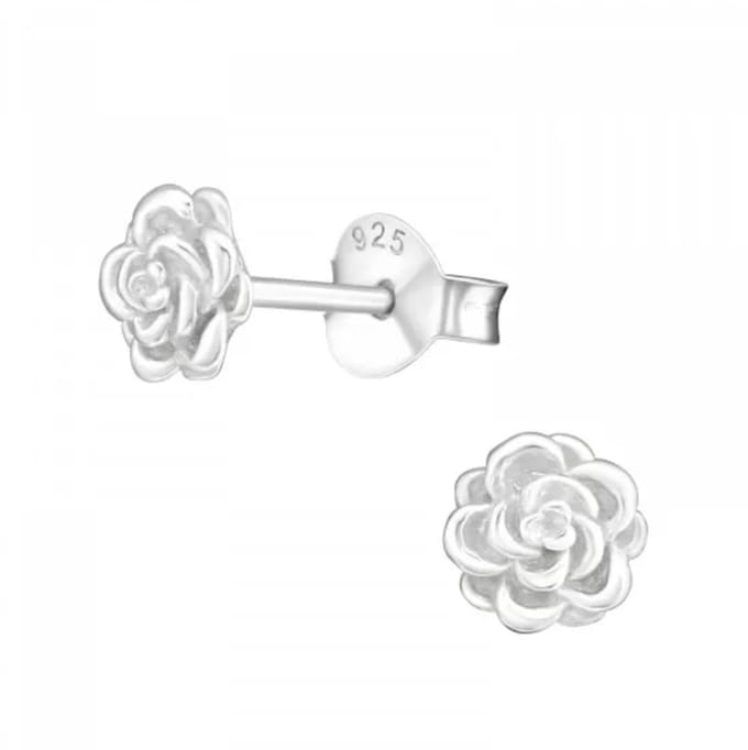 La Rosa Princesa Mini Roos Oorbellen Zilver - 6mm - Kleine bloem Oorknoppen