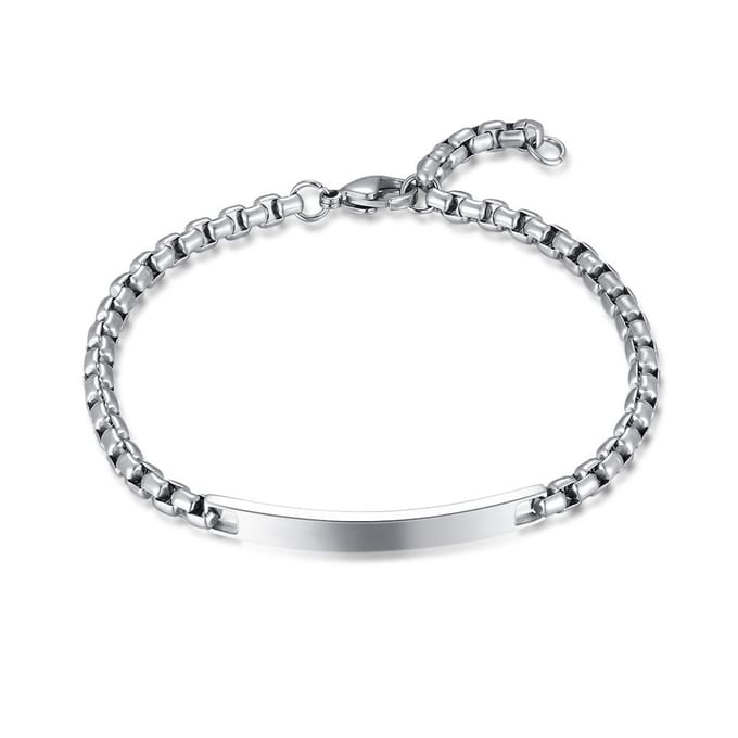 Twice As Nice Armband in edelstaal, rechthoekige schakels, plaatje 21cm