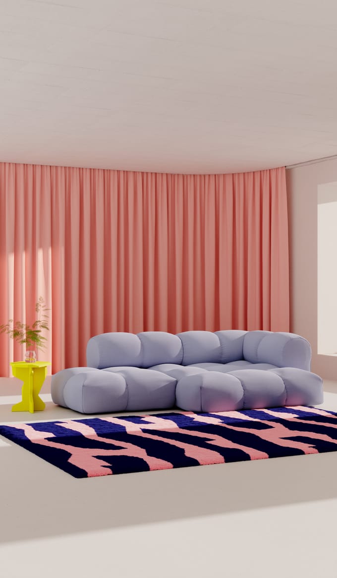 Objekte unserer Tage zander Sofa Design 06 links (3--zit) - Vidar 0723 lila blauw