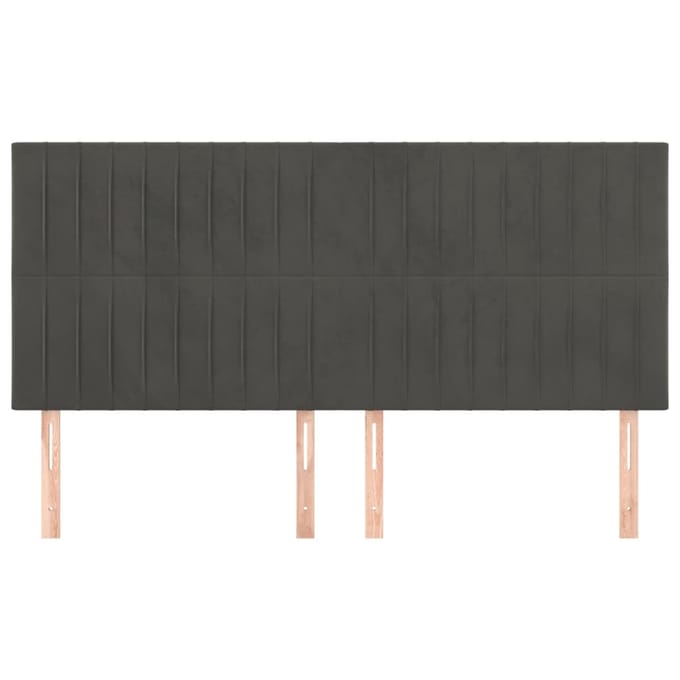 vidaXL - Hoofdbord - donkergrijs - 200x5x118/128 - cm - Fluweel