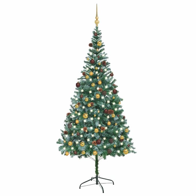 vidaXL - Kunstkerstboom - met - verlichting - kerstballen - dennenappels - 210 - cm