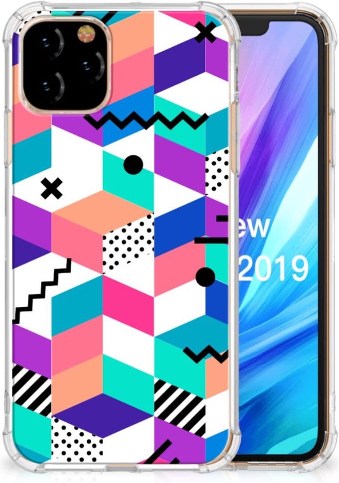 TPU Case Anti-Shock voor Apple iPhone 11 Pro Shockproof Case Blokken Kleurrijk
