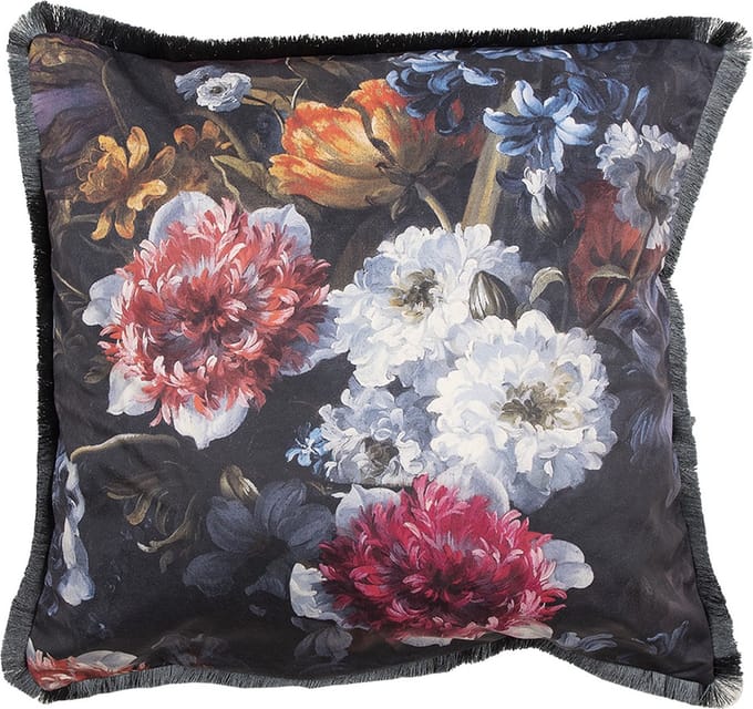 Clayre & Eef Sierkussen 45x45 cm Groen Synthetisch Bloemen