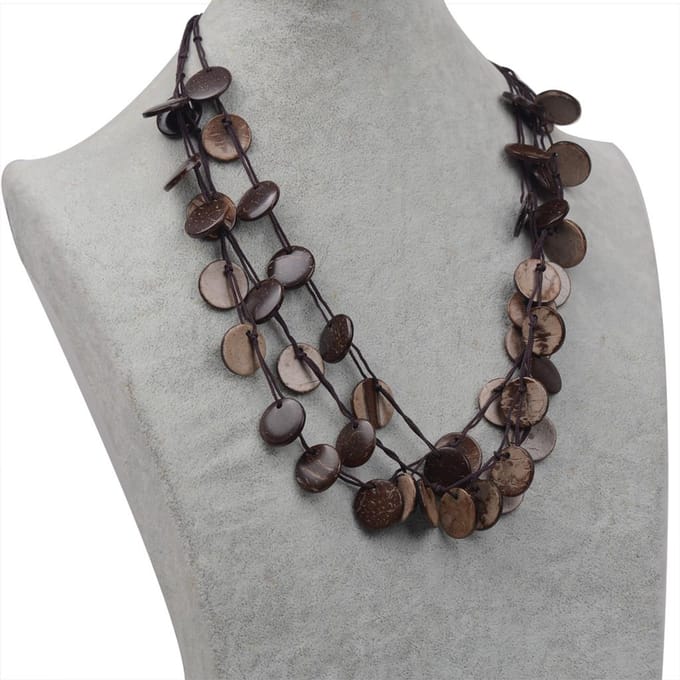 Vrouw Boheemse kokosnoot geweven kralen ketting hanger oranje as described koffie