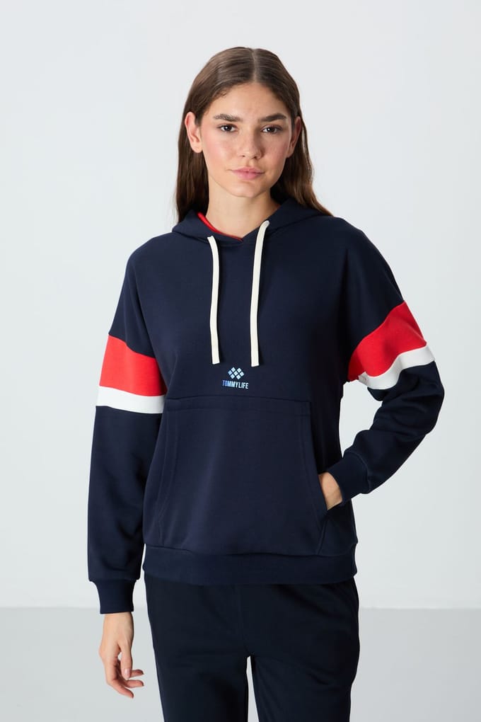 Overmaatse Kleurblokkering Hoodie met Zak