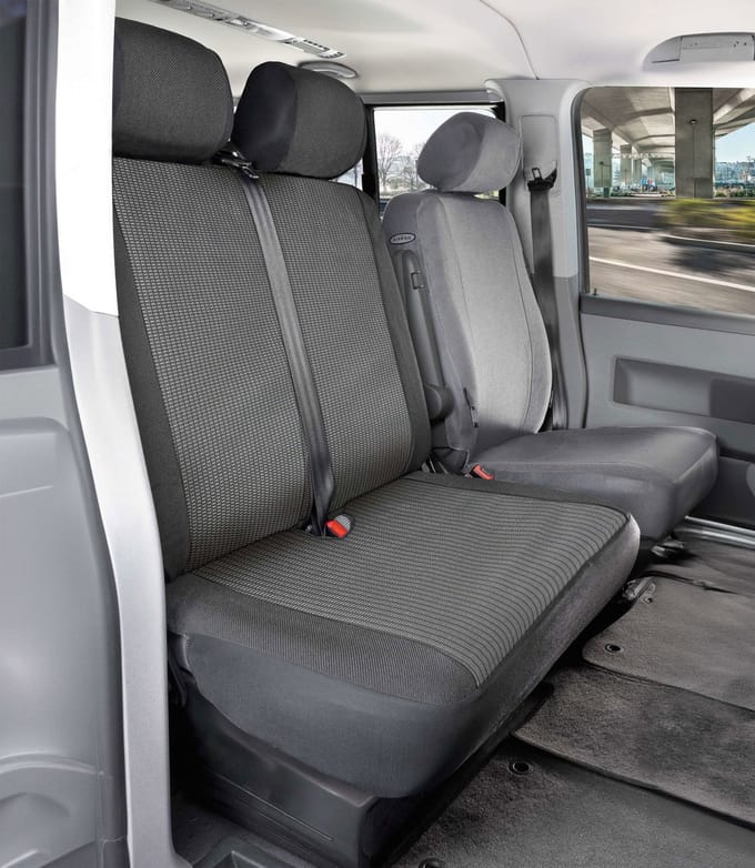 Walser Hoes Performer van 100% polyester compatibel met VW T6 - 1 dubbele achterbank