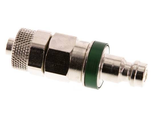Vernikkeld Messing DN 5 Groen Luchtkoppeling Insteeknippel 6x8 mm Push-On Double Shut-Off - CLP5-N-BN-GRE-SV-6
