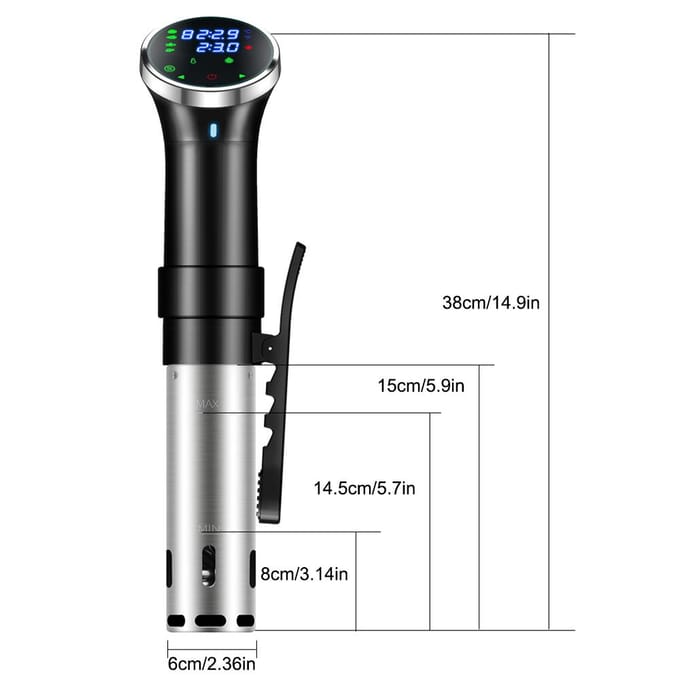 Souscooker Machine Onderdompelingscirculator Stil 1100 Watt LCD-touchscreen Nauwkeurige temperatuur en UK Plug zwart