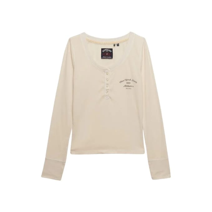 Superdry - Athletic Button Down Longsleeve Top - Dames - Lange mouwen shirts