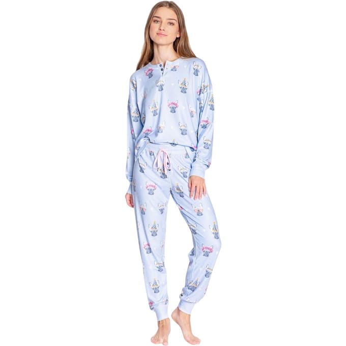 PJ Salvage Dames/Dames Franse Bulldog Pyjama Set (Lichtblauw)