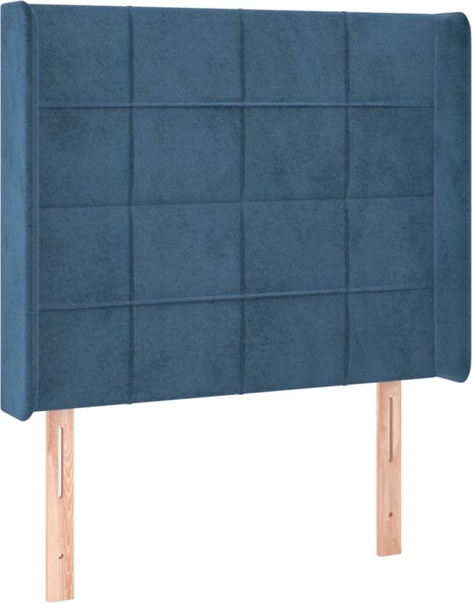 vidaXL - Hoofdbord - met - randen - 93x16x118/128 - cm - fluweel - donkerblauw