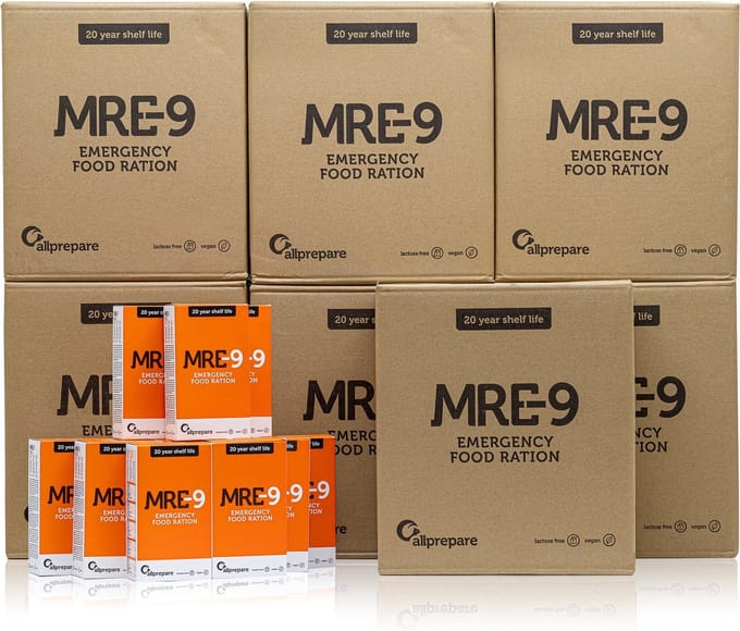 MRE-9 Noodrantsoen - 6 Maanden Noodvoedsel - Direct te consumeren - 2400 KCAL per Dag - Extra Vitamines