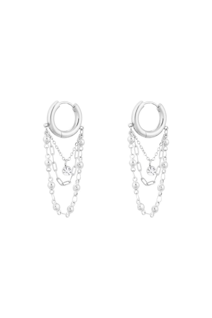 Oorbellen chained up - zilveren kleur