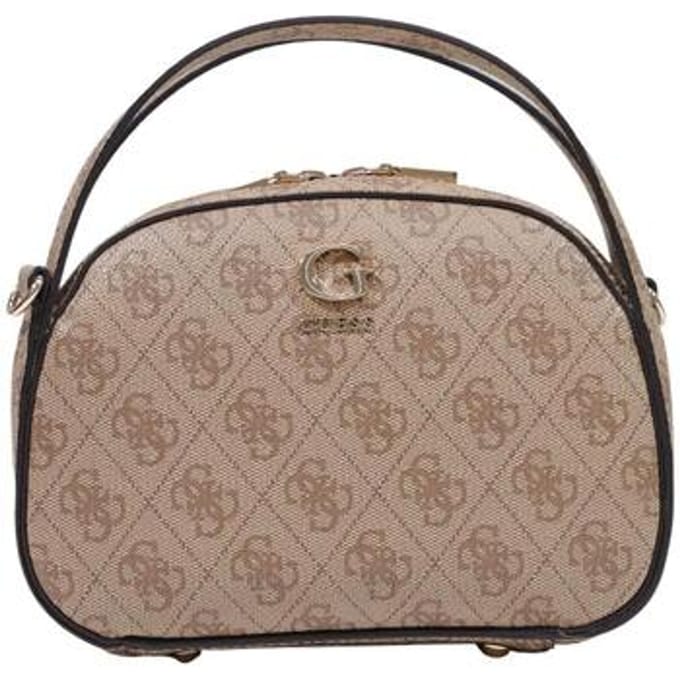 GUESS schoudertas handtas Coleen Logo Top Zip Crossbody Latte Logo Lichtbruin