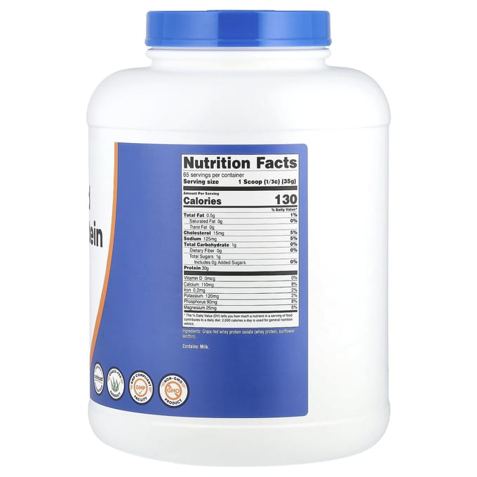 Weiproteïne-isolaat van grasgevoerde koeien, ongezoet, 2.268G (5 lbs)
