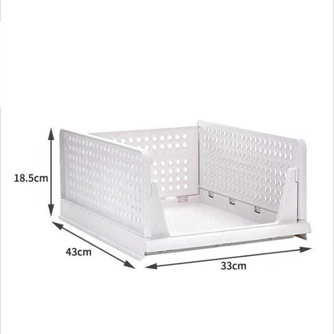 Stapelbare Opbergmand Plastic Grote Open Lade Kledingcontainer voor Slaapkamer Woonkamer Off-white white