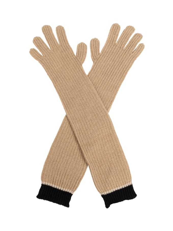 Tweekleurige geribbelde lange handschoenen
