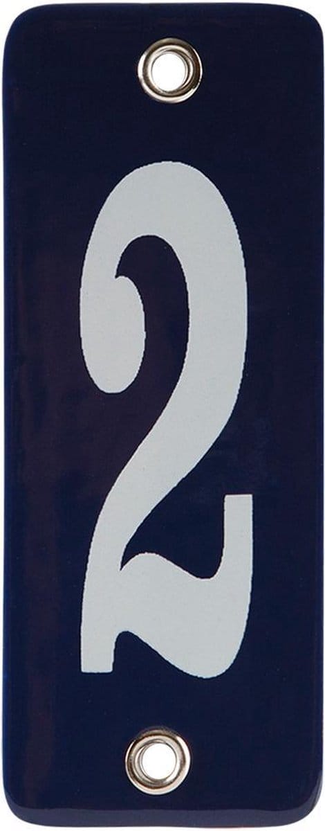 Emaille koppelbaar huisnummer blauw nr. 2