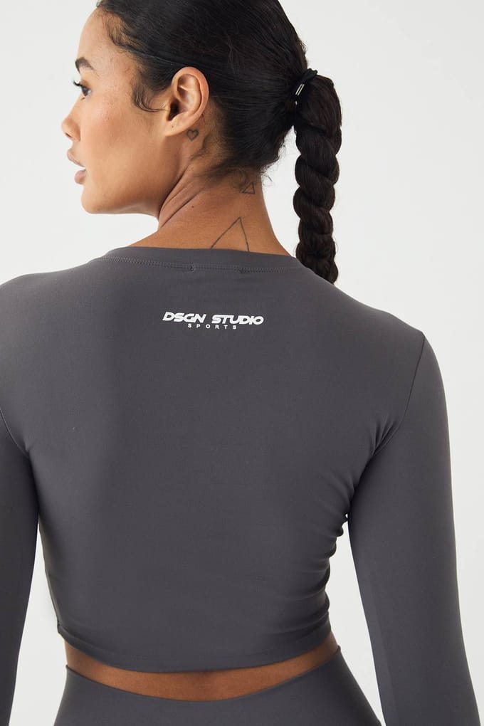 Dames DSGN Studio Ultra Sculpt Longsleeve Top | Houtskool | Maat: Medium