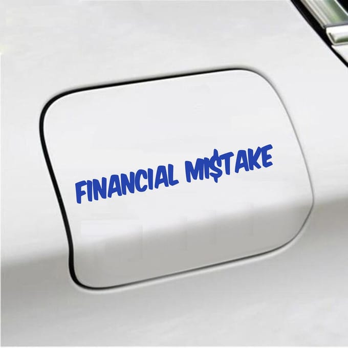 Bumpersticker - Financial Mistake - 4,1 X 25 - Blauw