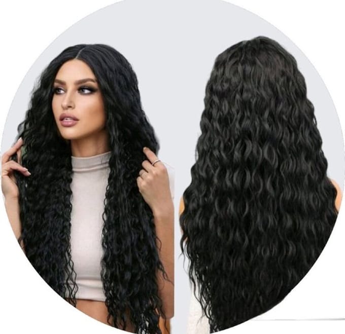 Frazimashop Front Lace Pruik - Krullen haar - 65 cm - Hittebestendig