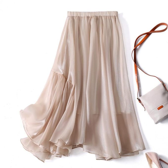 Geplooide Rok Irregulair Design A-lijn Grote Rok voor Vrouwen M white