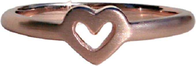 Schitterende 14K Vergulde Rosé Zilveren Ring Hart 17.25 mm. (maat 54)
