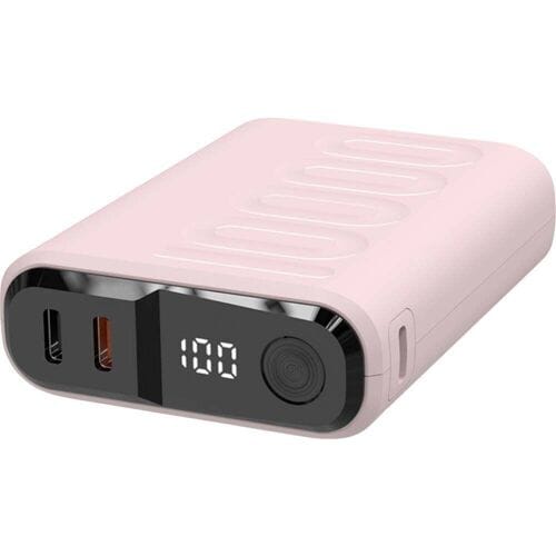 RealPower REALPOWER PB-10000 C Powerbank 10000 mAh USB PD USB-C (met Power Delivery) Roze Statusweergave