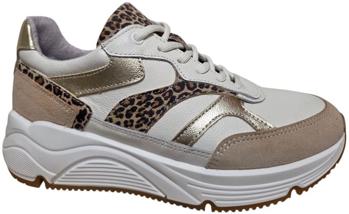 Bridge 26157824 Sneakers Wit Beige Leer en Suede Dames - Wit/Beige - 38