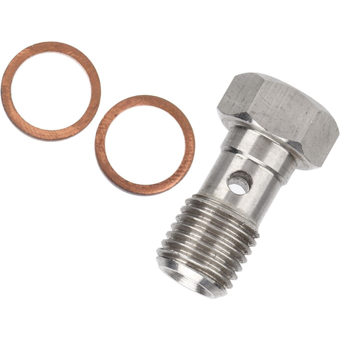 7/16inx20 UNF Banjo Bout RVS 25mm Lang Remleiding Adapter met 2 stuks Ringen