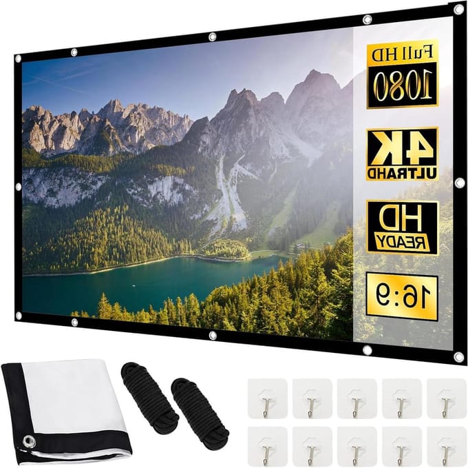 Projectiescherm - Beamerdoek - Thuisbioscoop Ervaring - Kreukvrij en Wasbaar - 100 inch - Wit