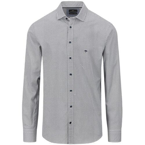 Fynch-Hatton Overhemd Geometric Mini Pattern Kent Collar Navy / male