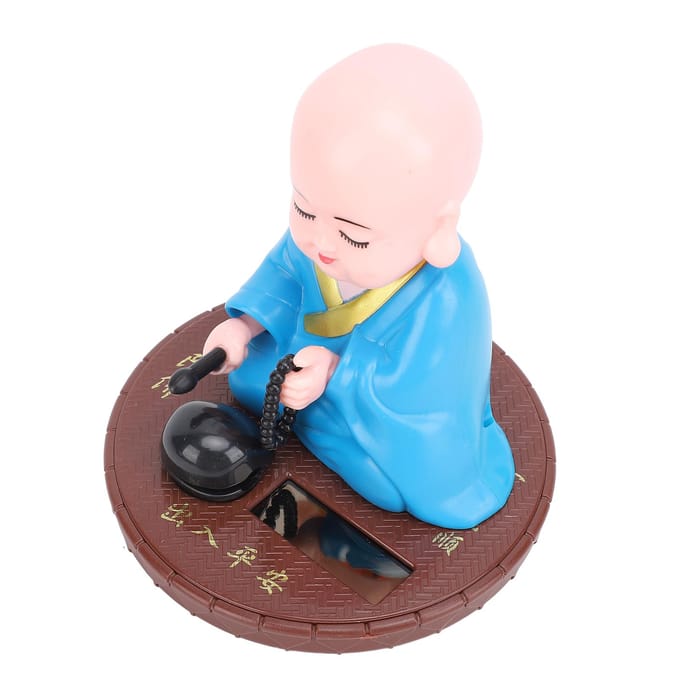 Kleine Monnik Figuur Zonne-energie Grappige Auto Schuddend Hoofd Speelgoed Chinese Kleine Monnik Beeld Auto Dashboard roze