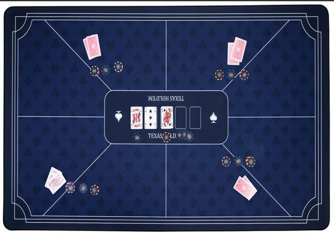 Pokerkleed Blauw 140x80 cm - Polyester & Rubber - Glad Speeloppervlak - Poker & Dobbel Accessoire - Engelhart
