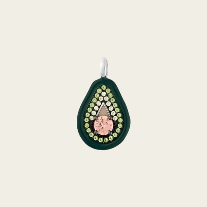 Zilveren Avocado hanger met zirkonia's