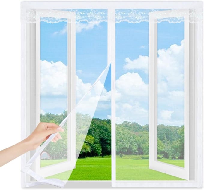 Magnetisch Vliegengaas - Insectengaas Raam - Insecten Buiten Houden - Zelfsluitend - 130x220cm - Wit