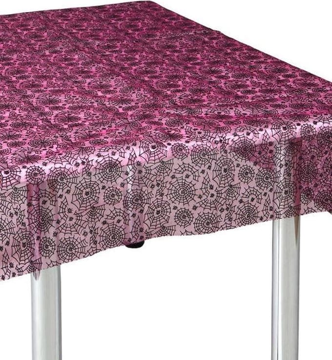 ATOSA - Zwarte en roze spinnenweb tafelkleed