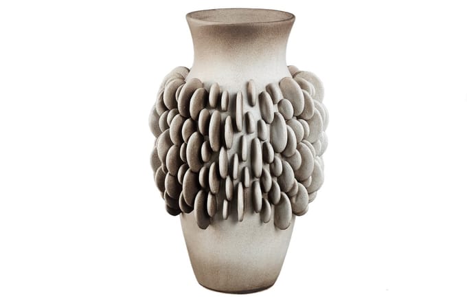 PTMD Wina Beige Ceramic Vase With Round Scales High L