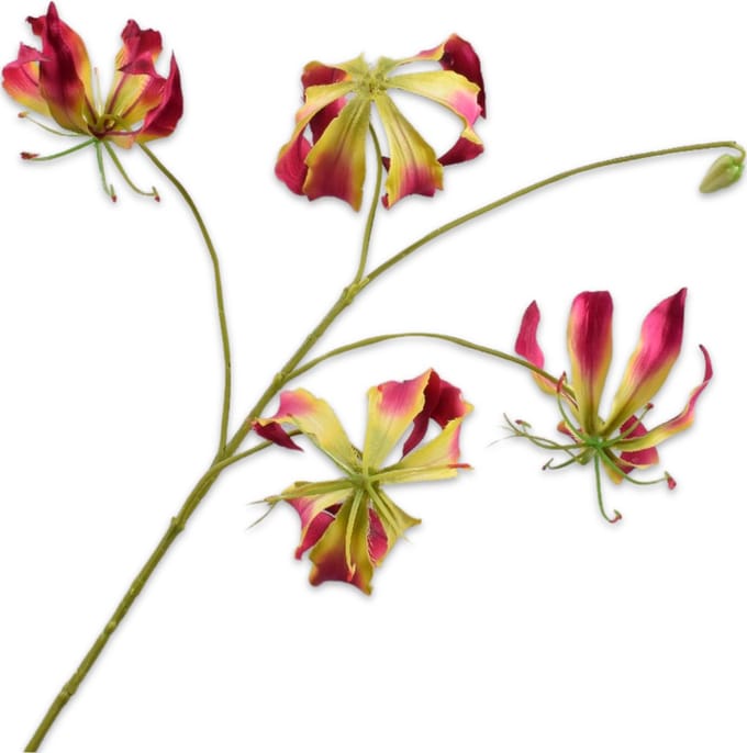 Silk-ka Kunstbloem-Zijden Bloem Gloriosa Tak Roze-Geel 89 cm