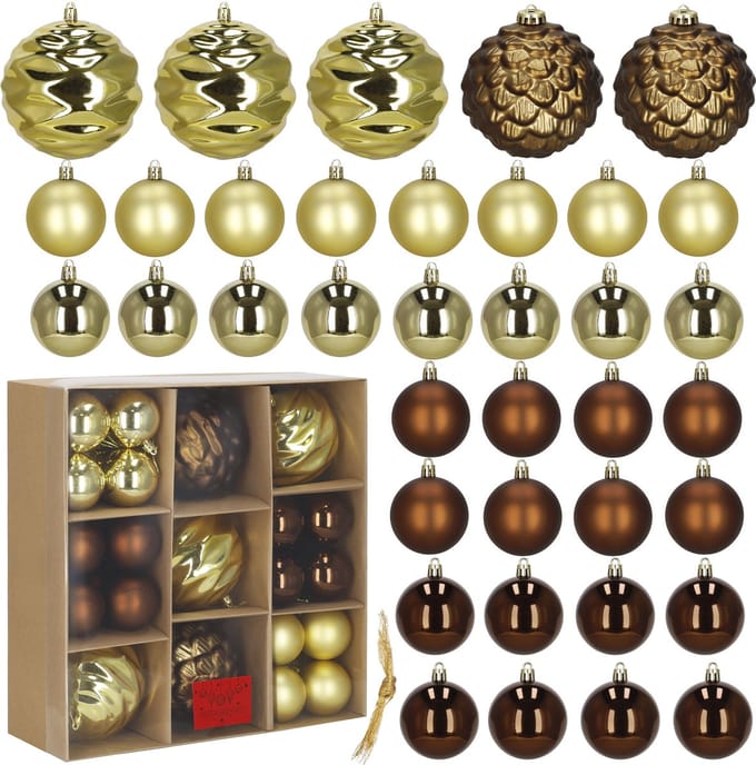 Springos Kerstballen | 36 Stuks | 8 cm | Goudbruin