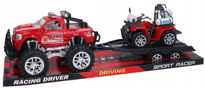 Brandweer-terreinwagen met aanhanger en quad