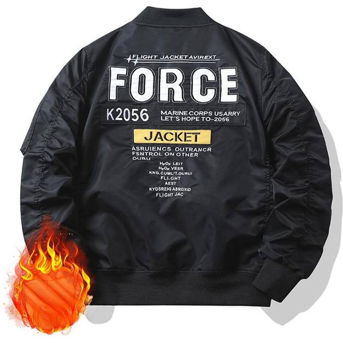 Veste brodée en coton Air Force Ma1 Pilot Jacket Veste de vol pour homme M black