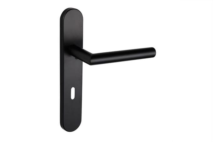 Lavuzo deurkruk Mantua Zwart met afgerond schild SL72 | Per set | Deurklink met schild